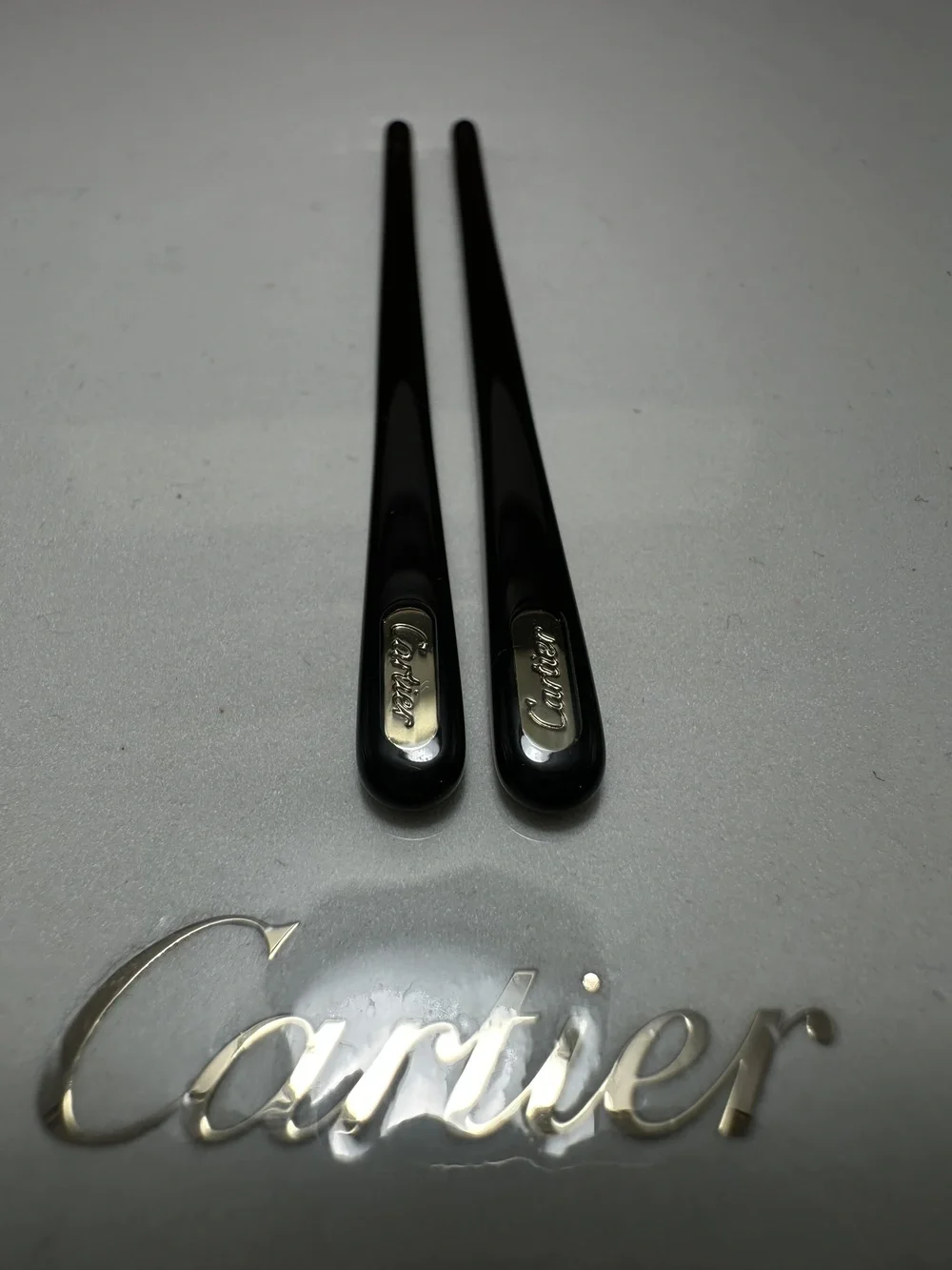 Original Cartier eyeglasses temple tips 1 pair black 70mm brand new